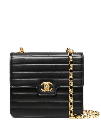 Pre-owned Chanel 1992 Bijoux Chain Quilted Shoulder Bag In Black