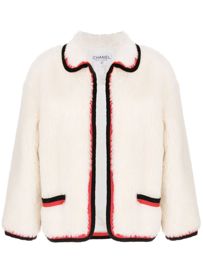 Pre-owned Chanel 1994 Contrast Trimming Jacket In Neutrals
