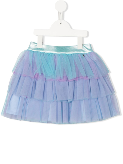 Simonetta Kids' Blue Polyamide Skirt In Sky Blue