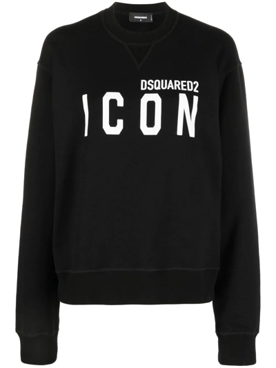 Dsquared2 Icon-print Cotton Sweatshirt In Black