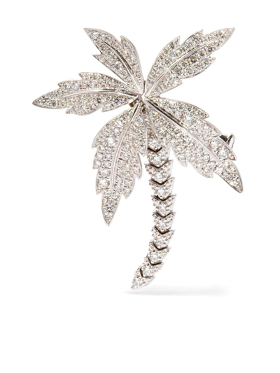 Annoushka White Gold And Diamond Mythology Palm Tree Pendant Brooch In Silver