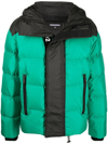 Dsquared2 Zip-pockets Hooded Padded Jacket In Green