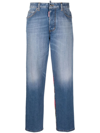 Dsquared2 Contrast-panel Straight-leg Jeans In Blue