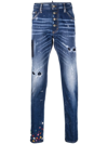 Dsquared2 Ditsy Ripped Slim-fit Jeans In Blue