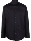 Dsquared2 Dsquared Men Black Stretch Poplin Shirt In Black