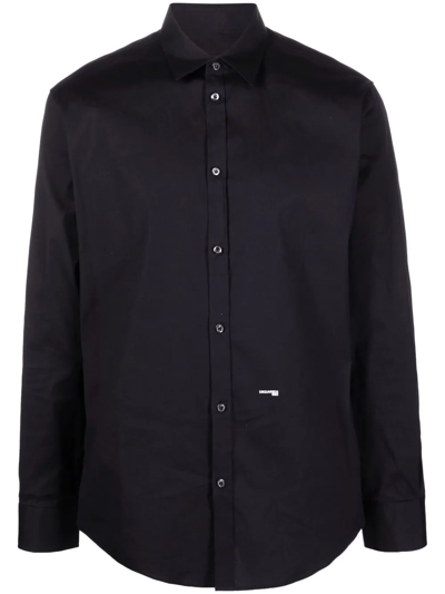 Dsquared2 Classic-collar Poplin Shirt In Black