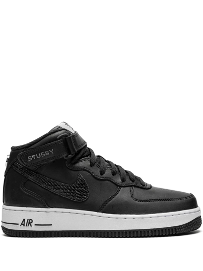 Nike X Stussy Air Force 1 Mid Trainers In Black
