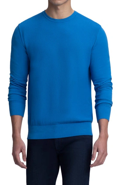 Bugatchi Men's Solid/striped Cotton Crewneck Sweater In Classic Blue