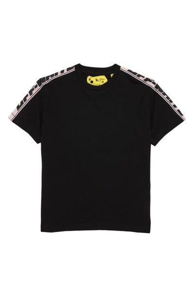 Off-white Kids' Off White T-shirt Nera In Jersey Di Cotone Bambina In Black Black