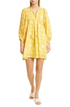 Mille Anais Belted Puff-sleeve Minidress In Yellow Zinnia