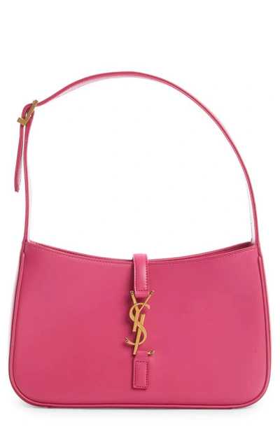 Saint Laurent Ysl Soft Leather Hobo Shoulder Bag In Bubblegum