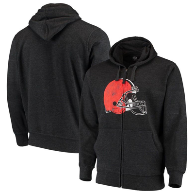 Starter G-iii Sports By Carl Banks Charcoal Cleveland Browns Primary Logo Full-zip Hoodie