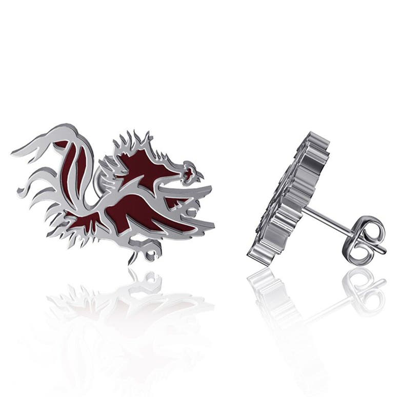 Dayna Designs South Carolina Gamecocks Enamel Post Earrings In Silver