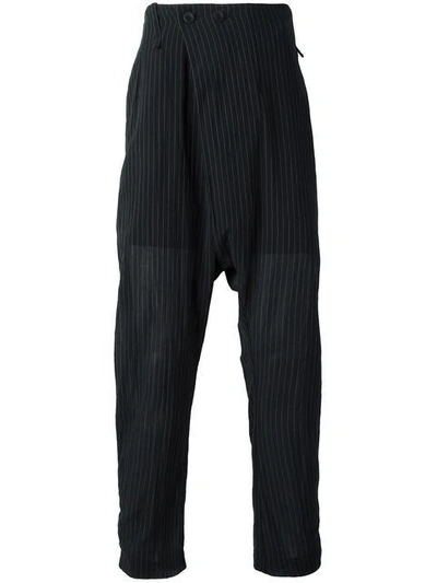 Lost & Found Ria Dunn Folded Front Pinstripe Trousers - Black