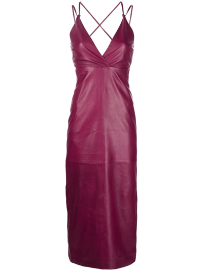 Iro Alexane Leather Midi Dress In Purple | ModeSens