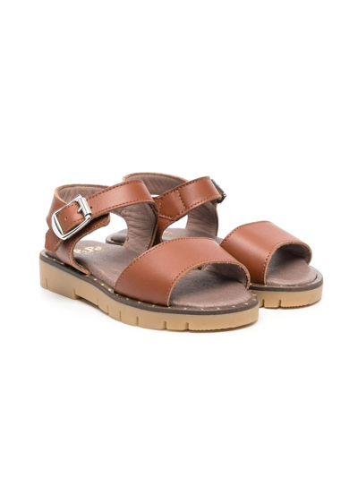Pèpè Kids' Open-toe Leather Sandals In Brown