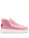 Mou Eskimo Contrast-stitching Ankle Boots In Pink