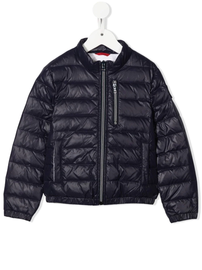Fay Kids' High-neck Zip-up Quilted Jacket In Blue