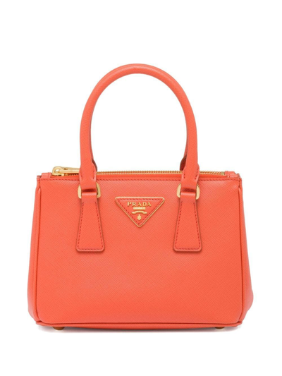 Prada Galleria Saffiano Leather Mini Bag In Orange