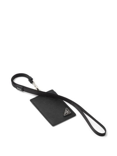 Prada Triangle-patch Lanyard In Black