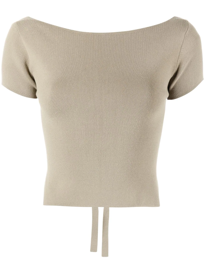 Lapointe Boat-neck Rear Tie Fastening Top In Grey