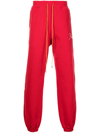 Rhude Embroidered-logo Tapered Joggers In Red