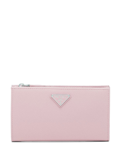 Prada Large Triangle Logo Wallet In Pink