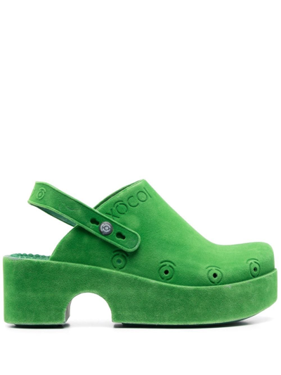 Xocoi Embossed-logo Detail Slippers In Green