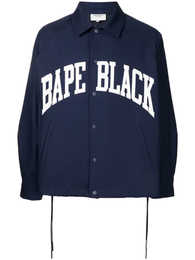 Bape Black *a Bathing Ape® Logo-print Shirt Jacket In Blue