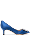 Manolo Blahnik Hangisi 70 Embellished Pumps In Blue Satin In Blue