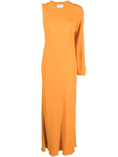 Erika Cavallini One-shoulder Maxi Dress In Orange
