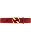 Gucci Blondie Gg-buckle Suede Belt In Red