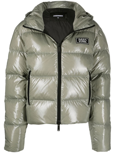 DSQUARED2 LOGO-PATCH HOODED DOWN JACKET