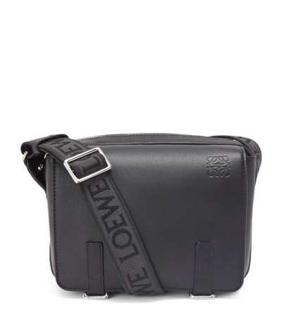 Loewe Xs Leather Military Messenger Bag In Black