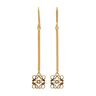 Loewe Anagram Drop Earrings In Gold
