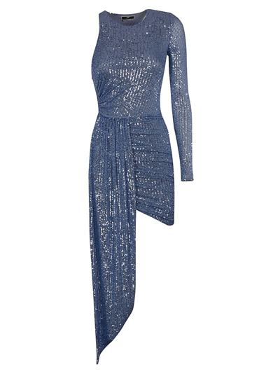 Elisabetta Franchi Asymmetric Mini Dress In Blue