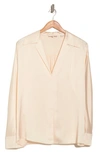 Vince Shaped Notch Collar Silk Top In Chiffon