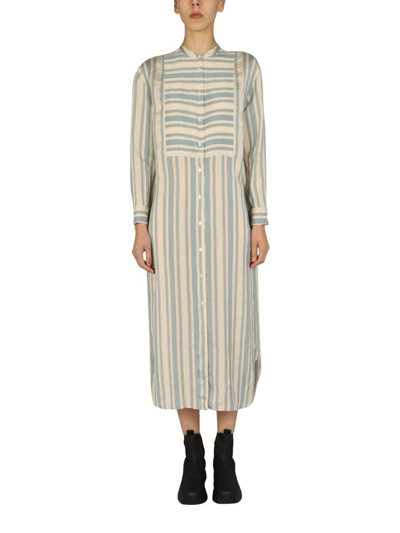 Aspesi Silk Shirt-dress In Light Blue Stripe