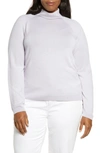 Lafayette 148 Matte Crepe Turtleneck Sweater In Aster