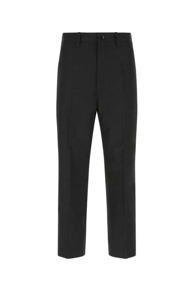 Junya Watanabe Pinstriped Cropped Trousers In Navy