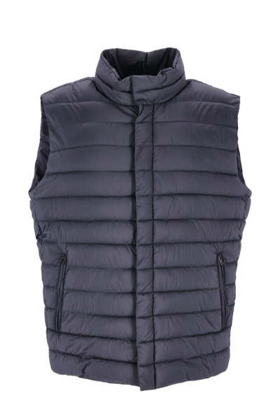 Herno Padded Quilted Waistcoat Jacket In Grey