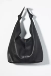Anthropologie Knotted Slouchy Faux Leather Bag In Black