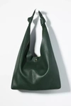 Anthropologie Knotted Slouchy Faux Leather Bag In Green