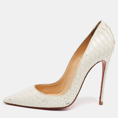Pre-owned Christian Louboutin White Python Patent Leather So Kate Pumps Size 37.5