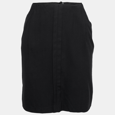 Pre-owned Emporio Armani Black Crepe Pleat Detail Short Skirt M