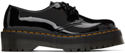 Dr. Martens' 1461 Leopard Embossed Patent Platform Oxford In Black