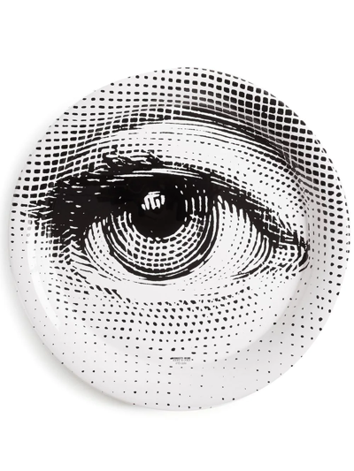 Fornasetti Occhio Round Tray In Weiss
