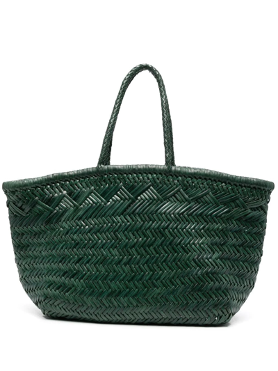 Dragon Diffusion Interwoven Leather Tote Bag In Green