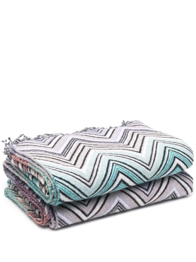 Missoni Decke Mit Fransen In Blue
