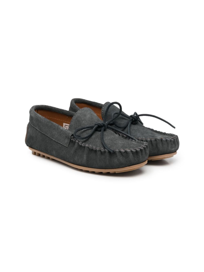 Pèpè Kids' Front Tie-fastening Loafers In Grey